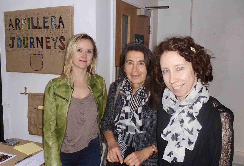 Catherine Flood, Victoria and Albert Museum, London, Bernadette Walsh, Tower Museum, Derry and Roberta Bacic at the launch of 'Arpillera Journeys'. (Photo: Tony Boyle) 